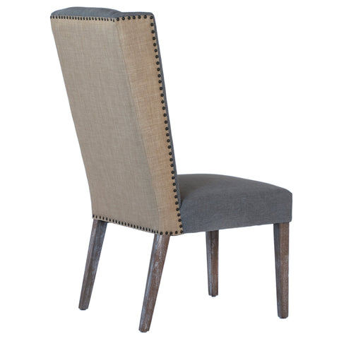 Ardee Grey and Light Brown Upholstery and Antique Wood Finish Dining Chair