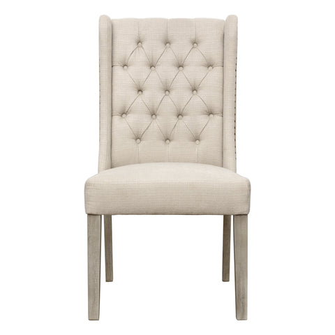 Diana Light Sand Upholstery and Light Warm Wash Wood Legs Dining Chair