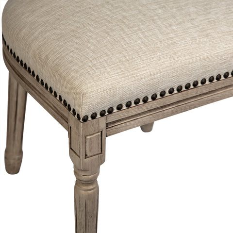 Arthas Light Sand Upholstery and Antique Bleached Wood Finish Dining Chair