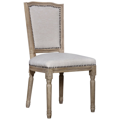 Arthas Light Sand Upholstery and Antique Bleached Wood Finish Dining Chair