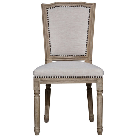 Arthas Light Sand Upholstery and Antique Bleached Wood Finish Dining Chair