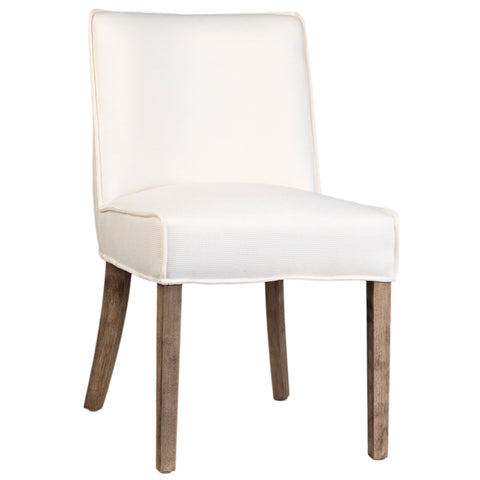 Sizan Off White Upholstery and Grey Washed Wood Finish Dining Chair