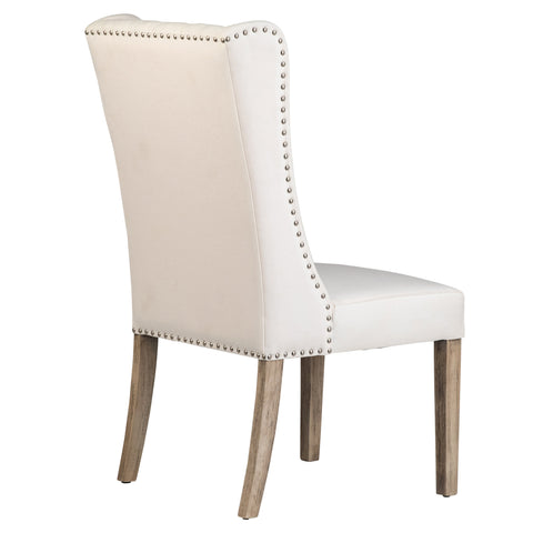 Givens White Sand Upholstery and Light Warm Wash Wood Legs Dining Chair