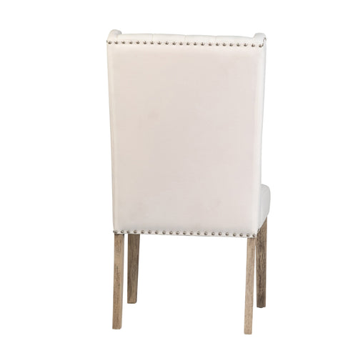 Givens White Sand Upholstery and Light Warm Wash Wood Legs Dining Chair