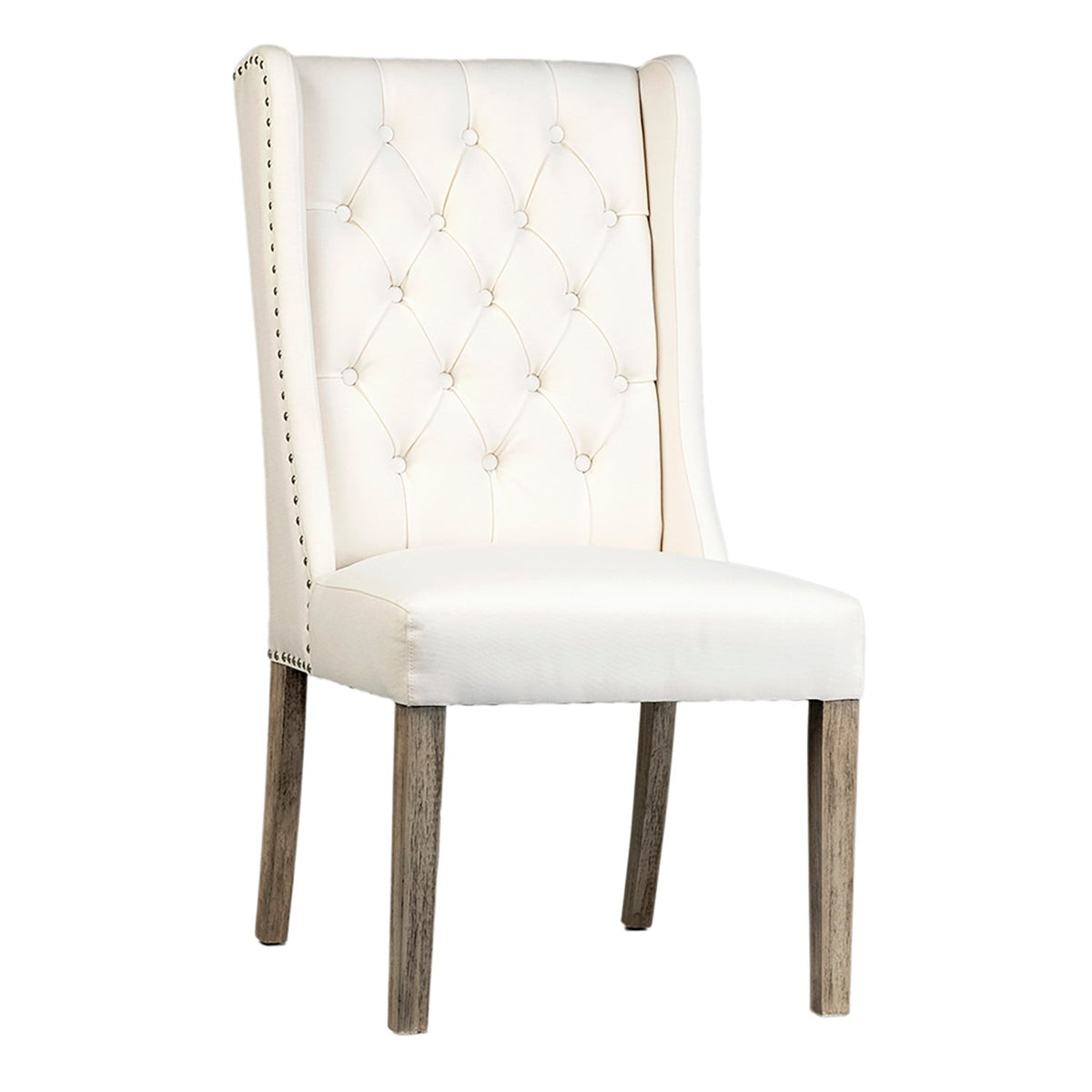 Givens White Sand Upholstery and Light Warm Wash Wood Legs Dining Chair