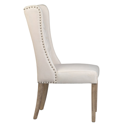 Givens White Sand Upholstery and Light Warm Wash Wood Legs Dining Chair