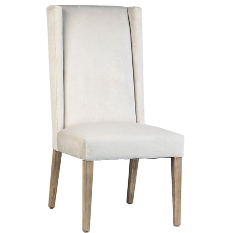 Vernon Off White Upholstery and Light Warm Wash Wood Legs Dining Chair