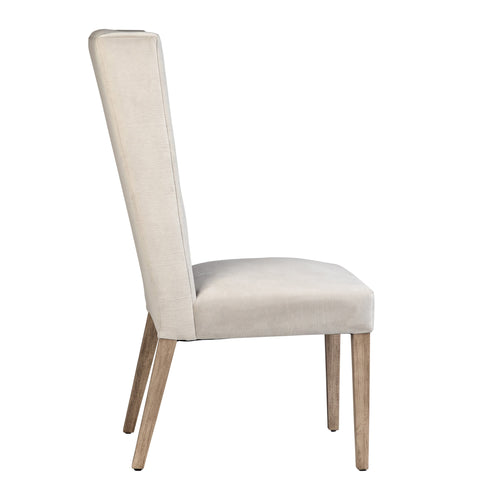 Vernon Off White Upholstery and Light Warm Wash Wood Legs Dining Chair