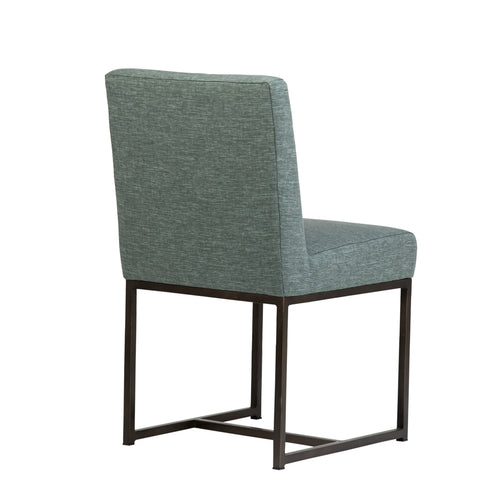 Orila Sea Green Fabric and Black Powder Coated Frame Dining Chair