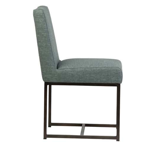 Orila Sea Green Fabric and Black Powder Coated Frame Dining Chair