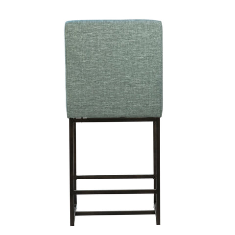 Orila Sea Green Fabric and Black Powder Coated Frame Counter Stool