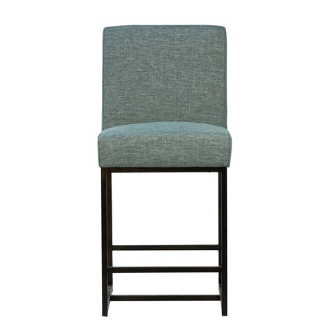 Orila Sea Green Fabric and Black Powder Coated Frame Counter Stool