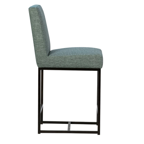 Orila Sea Green Fabric and Black Powder Coated Frame Counter Stool