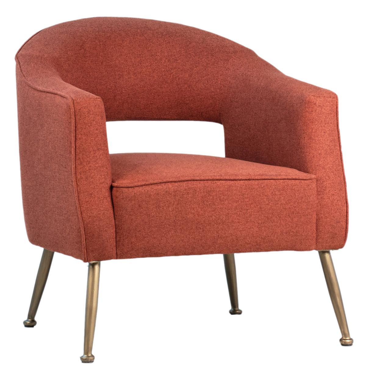 Liza Brick Red Upholstery with Gold Metal Legs Occasional Chair