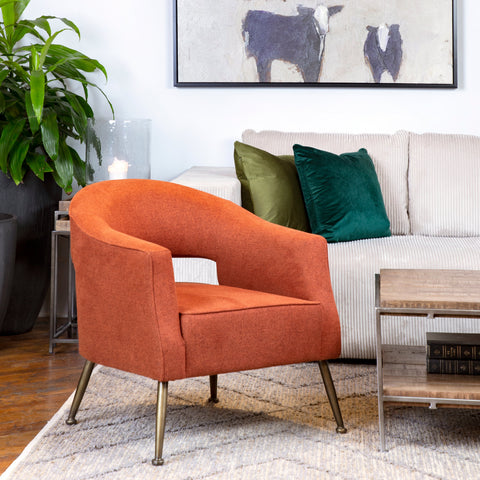 Liza Brick Red Upholstery with Gold Metal Legs Occasional Chair
