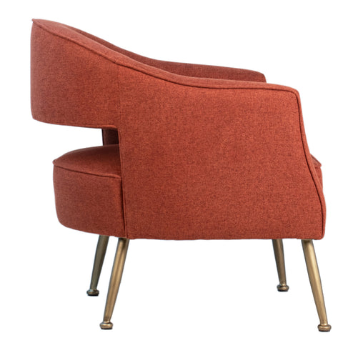 Liza Brick Red Upholstery with Gold Metal Legs Occasional Chair