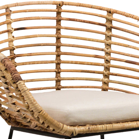 Pablo Natural Rattan Finish and Black Metal Frame Dining Chair