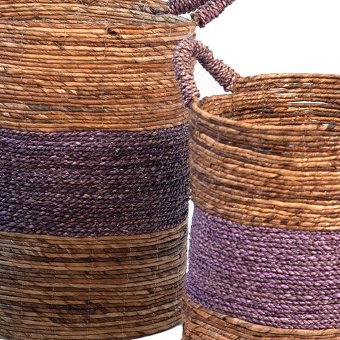 Marella Natural Finish with Lilac Accents Basket Set Of 3