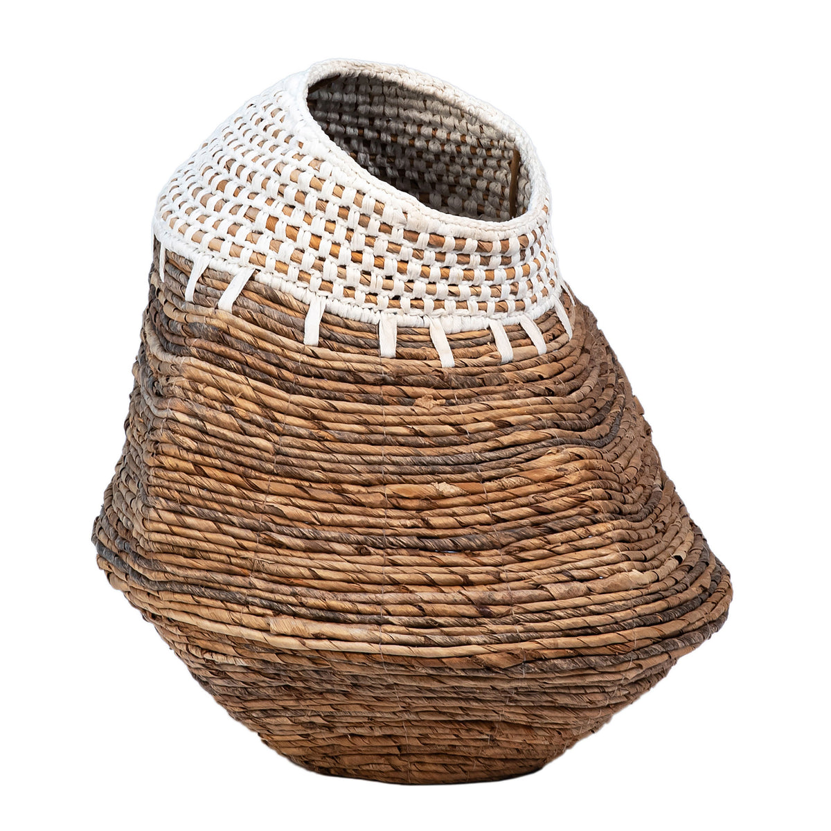 Aleena Natural Brown Finish with White Accents Basket