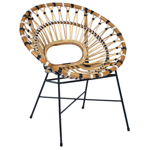 Lorena Natural Rattan Finish with Black and White Accents Occasional Chair
