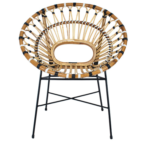 Lorena Natural Rattan Finish with Black and White Accents Occasional Chair