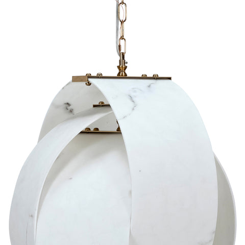 Brusells White and Antique Brass Finish Pendant Light
