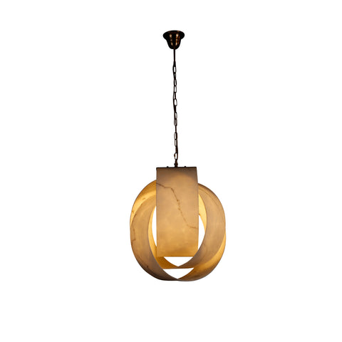 Faye White and Antique Brass Finish Pendant Light