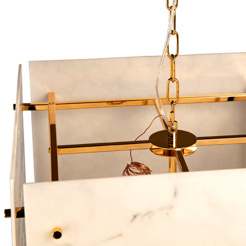 Rexor White with Grey Pattern and Gold Finish Pendant Light