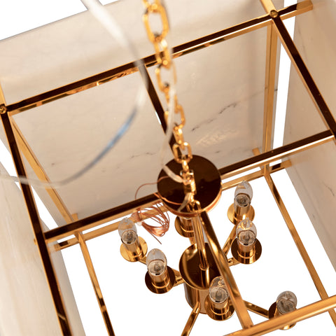Rexor White with Grey Pattern and Gold Finish Pendant Light