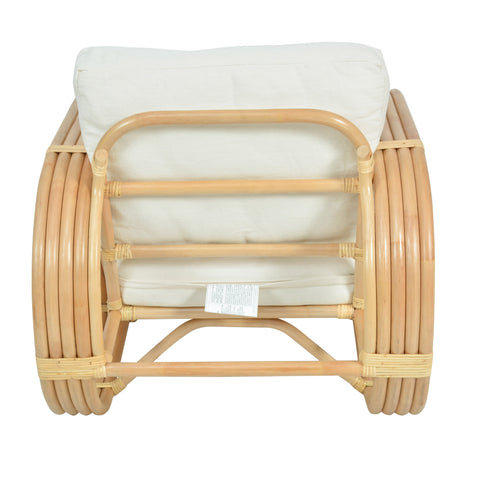Paras Off White Upholstery and Natural Rattan Finish Occasional Chair