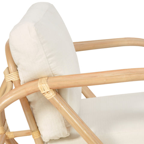 Paras Off White Upholstery and Natural Rattan Finish Occasional Chair