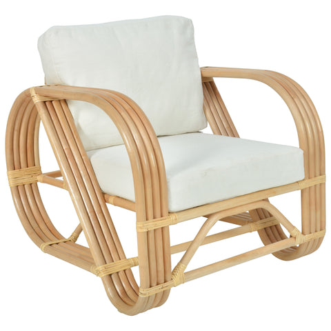 Paras Off White Upholstery and Natural Rattan Finish Occasional Chair