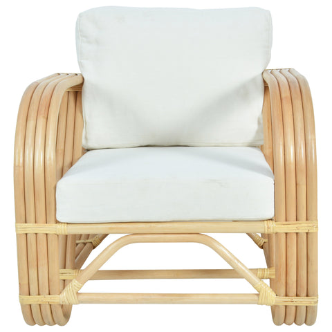 Paras Off White Upholstery and Natural Rattan Finish Occasional Chair