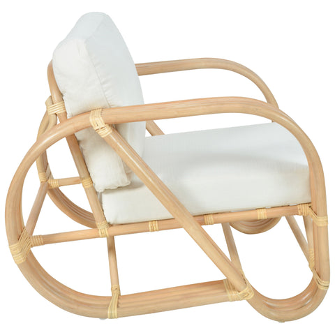 Paras Off White Upholstery and Natural Rattan Finish Occasional Chair