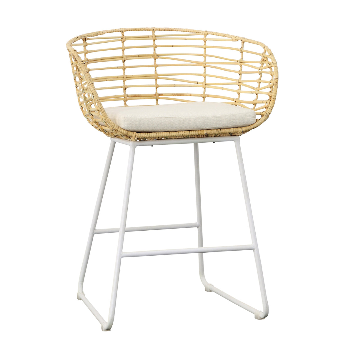 Agnes White, Natural and Ivory Seat Counter Stool
