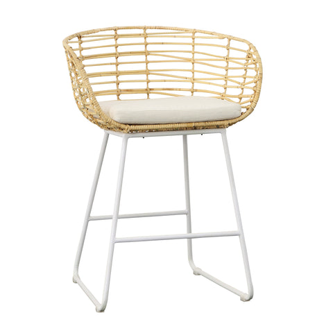 Agnes White, Natural and Ivory Seat Counter Stool
