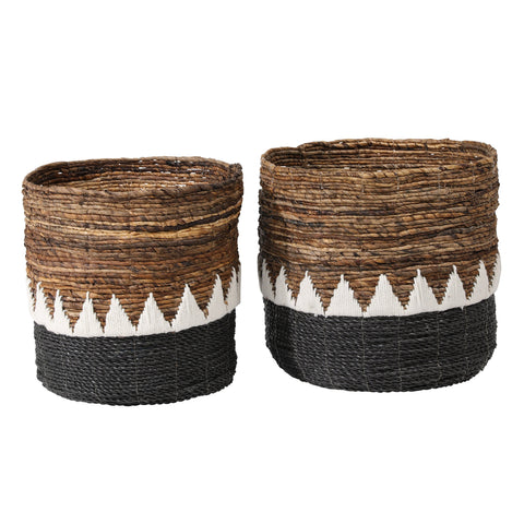 Alwine Natural, White and Charcoal Basket Set Of 2