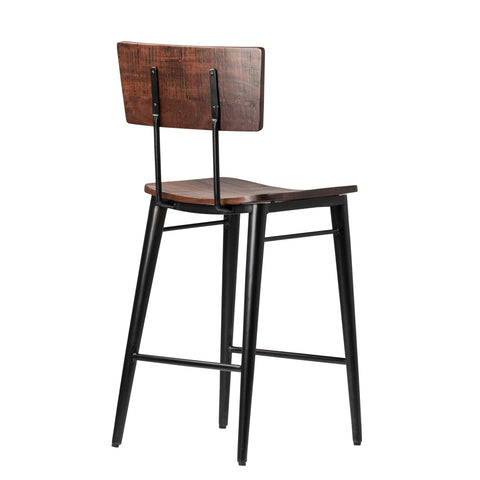 Villa Antique Brown Wood Finish and Black Frame Counter Stool