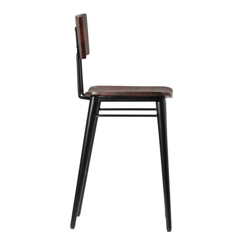 Villa Antique Brown Wood Finish and Black Frame Counter Stool