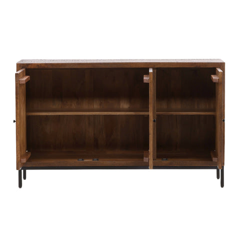 Hilario Medium Brown Sealed Finish on Black Base Sideboard