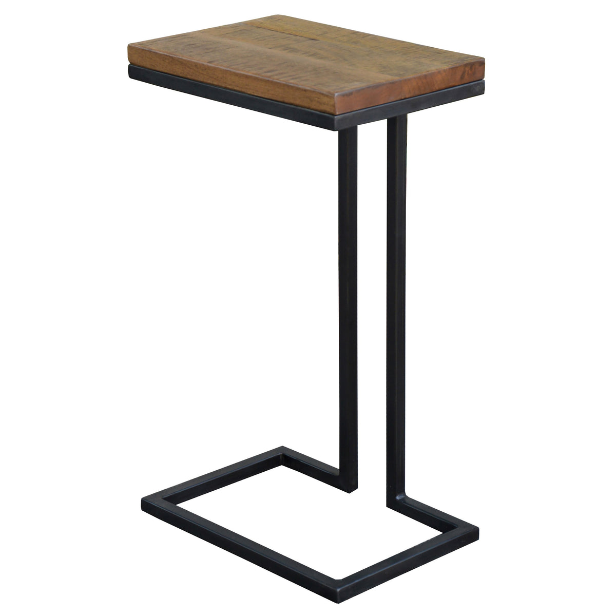 Felipe Medium Brown Sealed Finish on Black Base Side Table