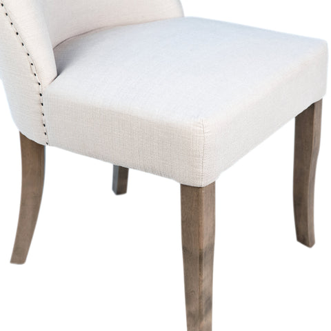 Elias Off White Upholstery and Natural Wood Finish Dining Chair