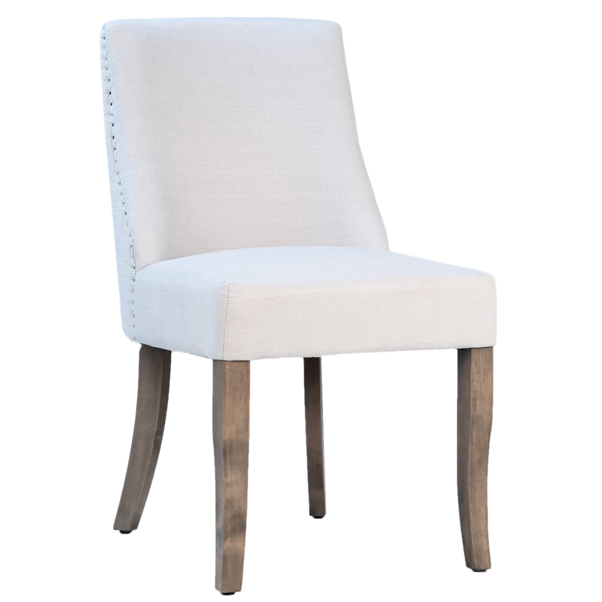 Elias Off White Upholstery and Natural Wood Finish Dining Chair