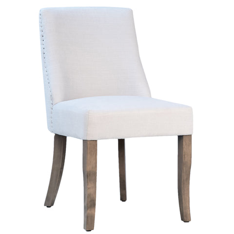 Elias Off White Upholstery and Natural Wood Finish Dining Chair