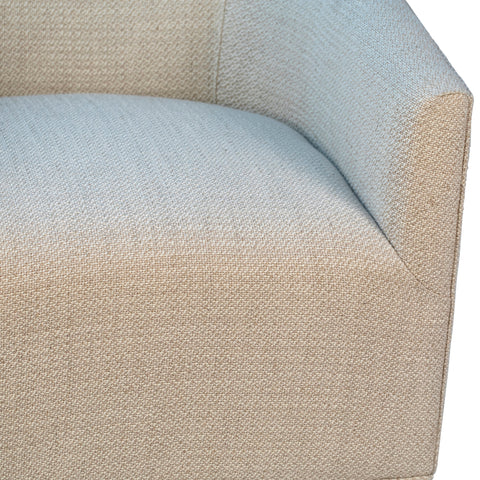 Harris Light Sand Upholstery and Antique Wood Finish Swivel Chair