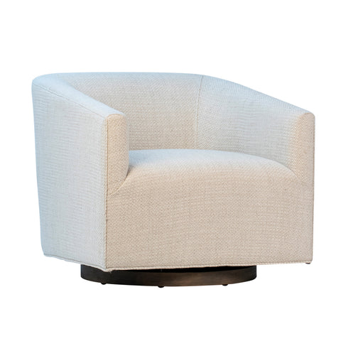 Harris Light Sand Upholstery and Antique Wood Finish Swivel Chair