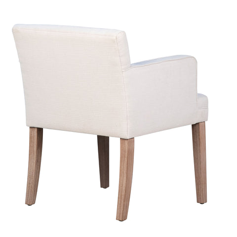 Hagan Natural White Fabric and Natural Wood Finish Dining Chair