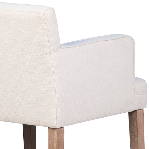 Hagan Natural White Fabric and Natural Wood Finish Dining Chair