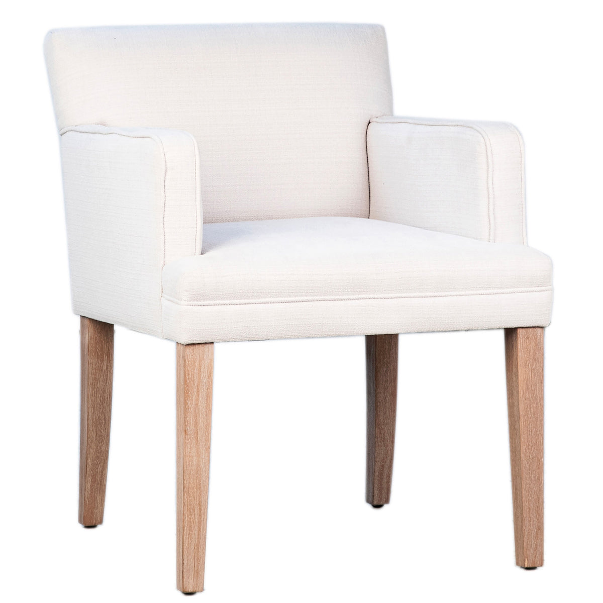 Hagan Natural White Fabric and Natural Wood Finish Dining Chair