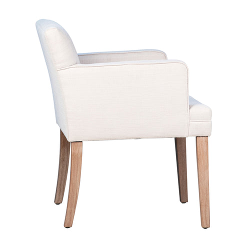 Hagan Natural White Fabric and Natural Wood Finish Dining Chair